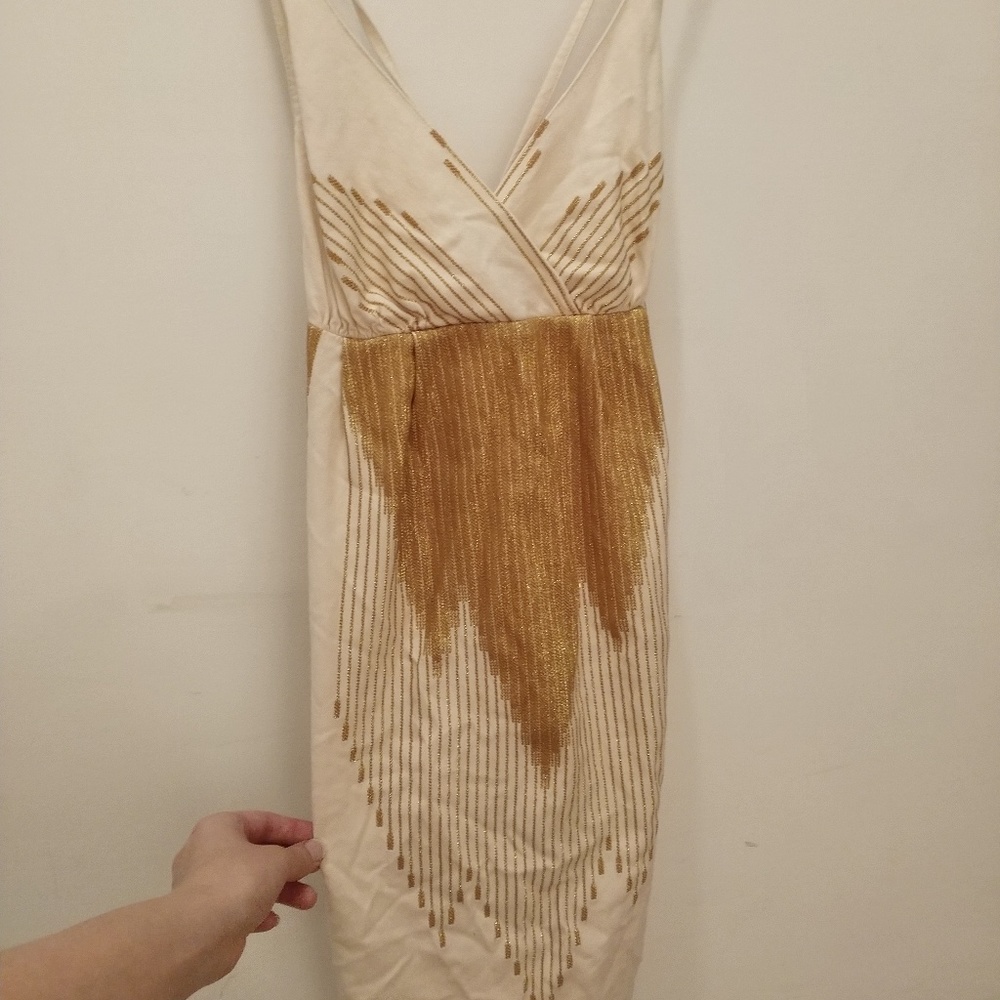 SOLD Ecote Gold linen 70s summer festival dress